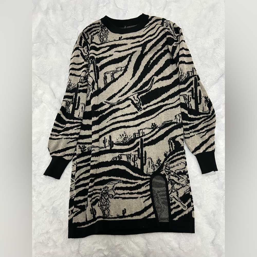 Western Patterned Sweater Dress